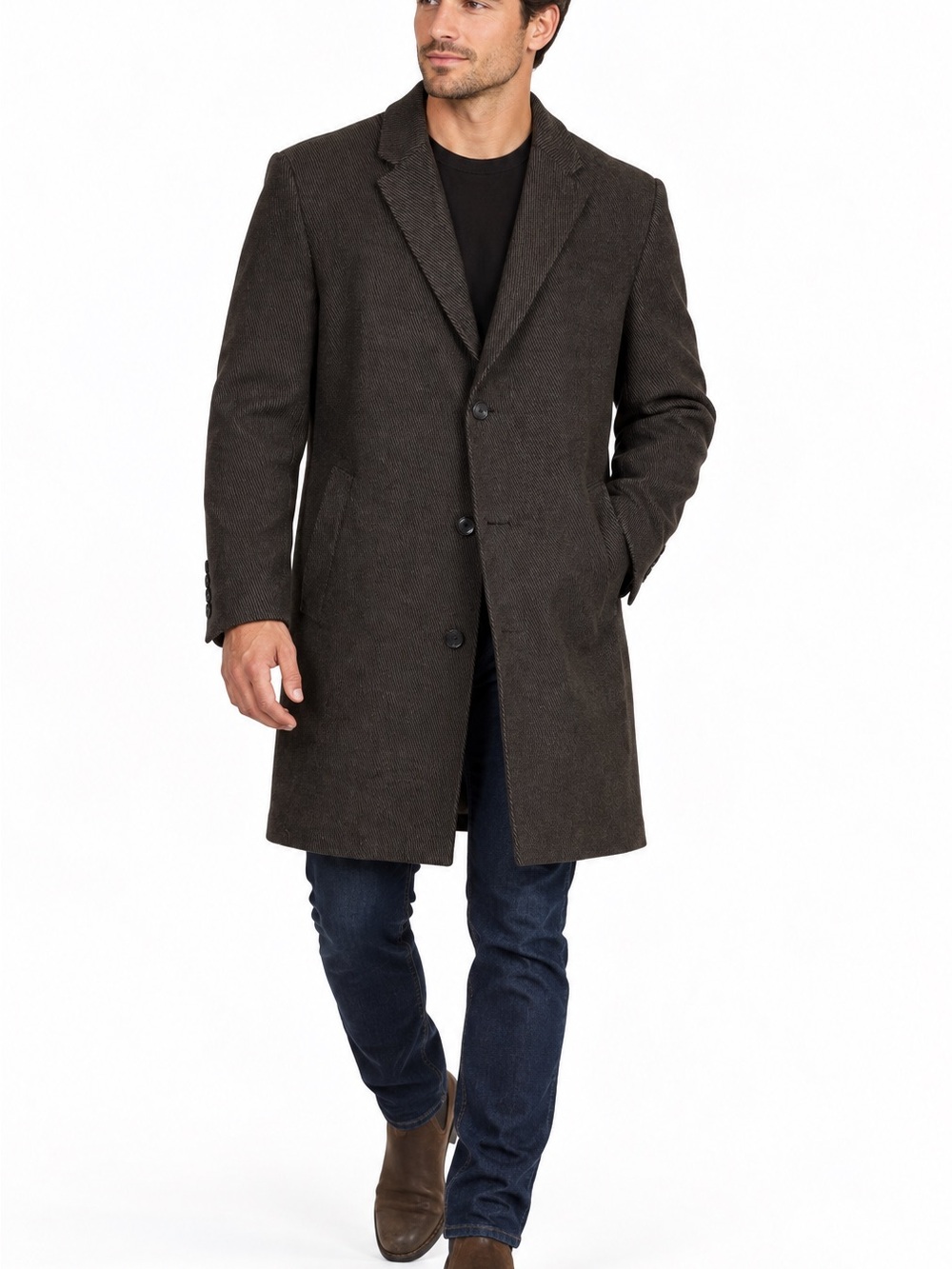 Hugo Boss Dark Brown Tailored Pea Coat